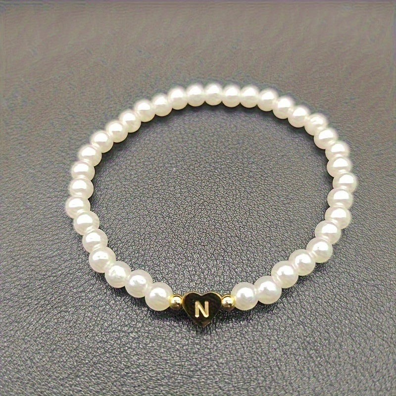 Chic Bracelet with Heart Initial A to Z