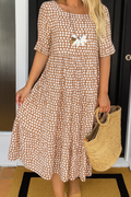Flowy Midi Dress Natural Elegance - Noemie