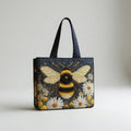 Artisan Tote Bag Bee with Daisies and Stars