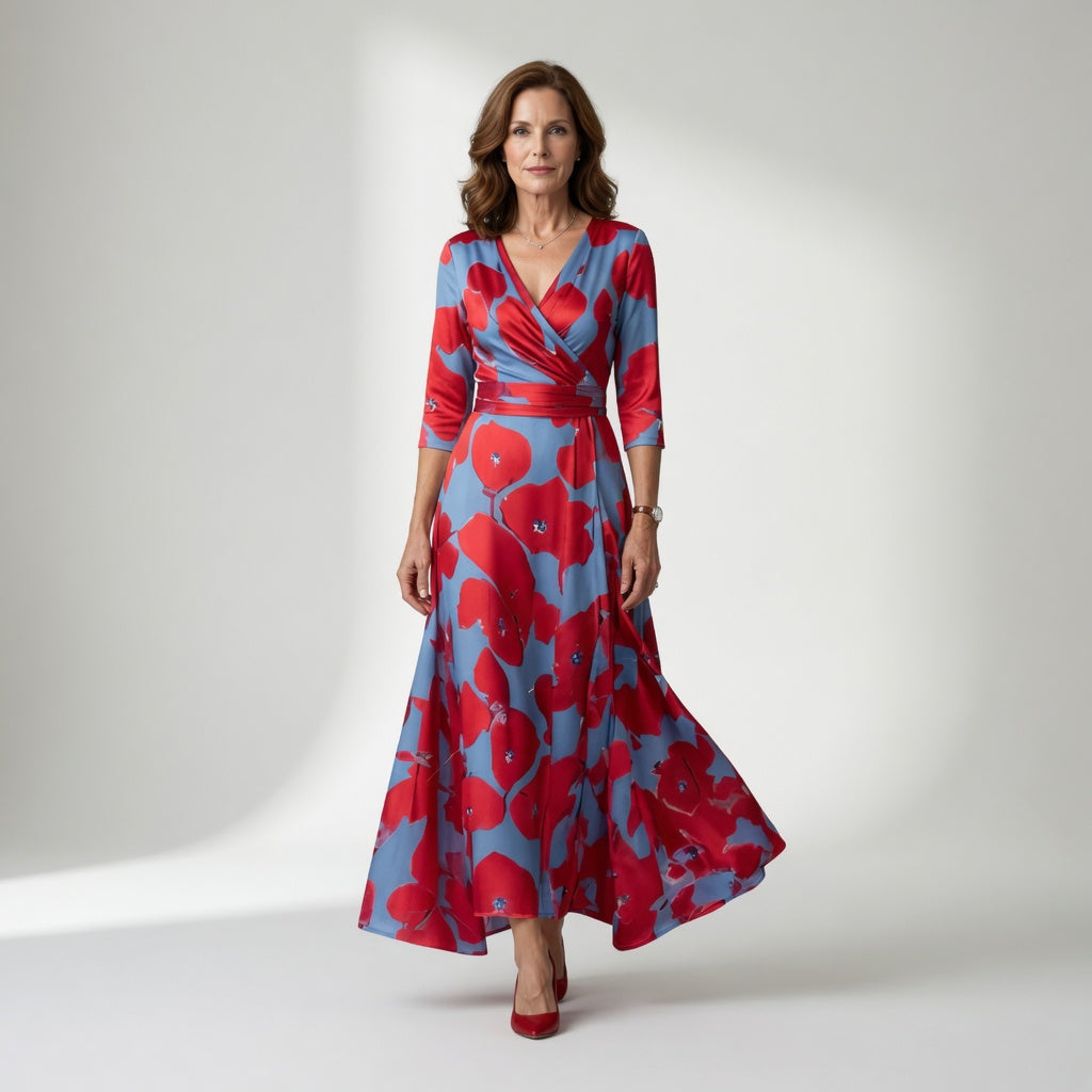 Collared Wrap Midi Dress