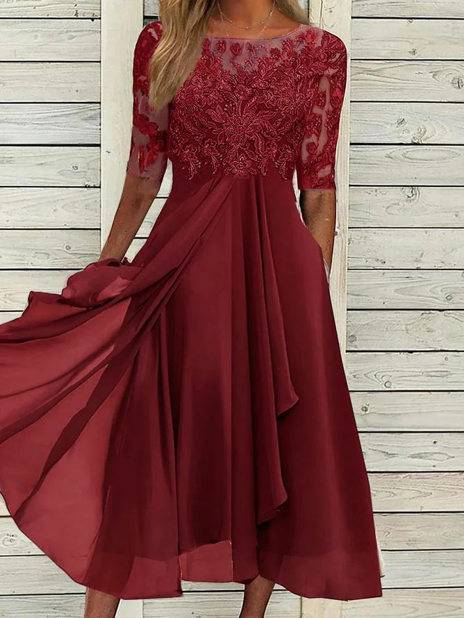 Elegant Lace Midi Dress