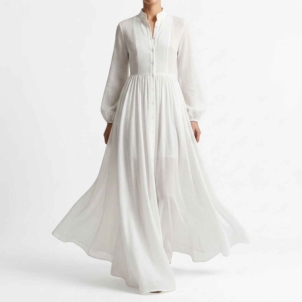 Minimalist High Neck Maxi Dress - Leonie