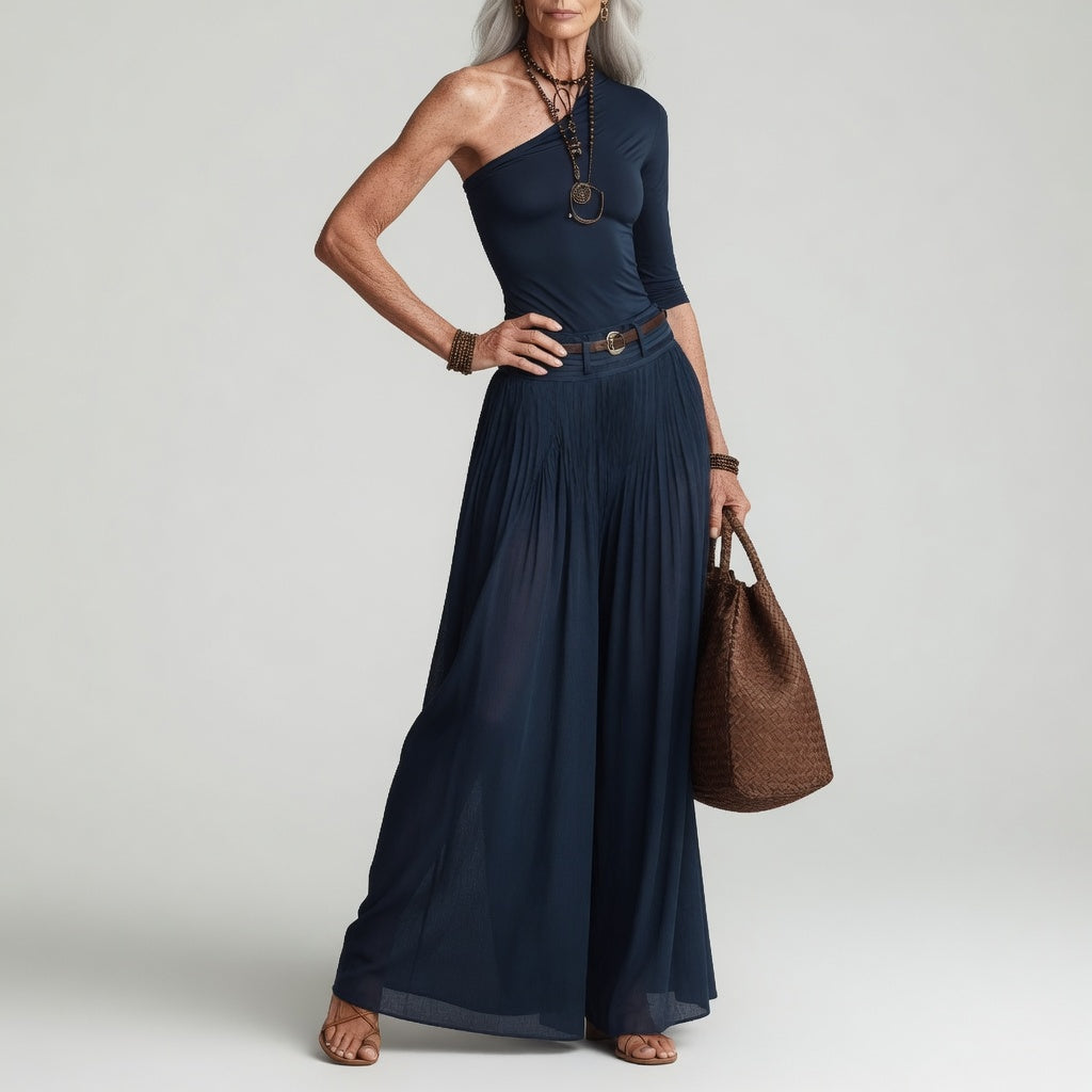 Chic One Shoulder Asymmetric Maxi Dress