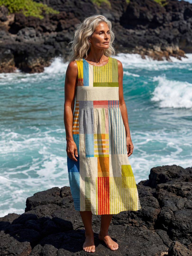 Colorful Casual Midi Dress