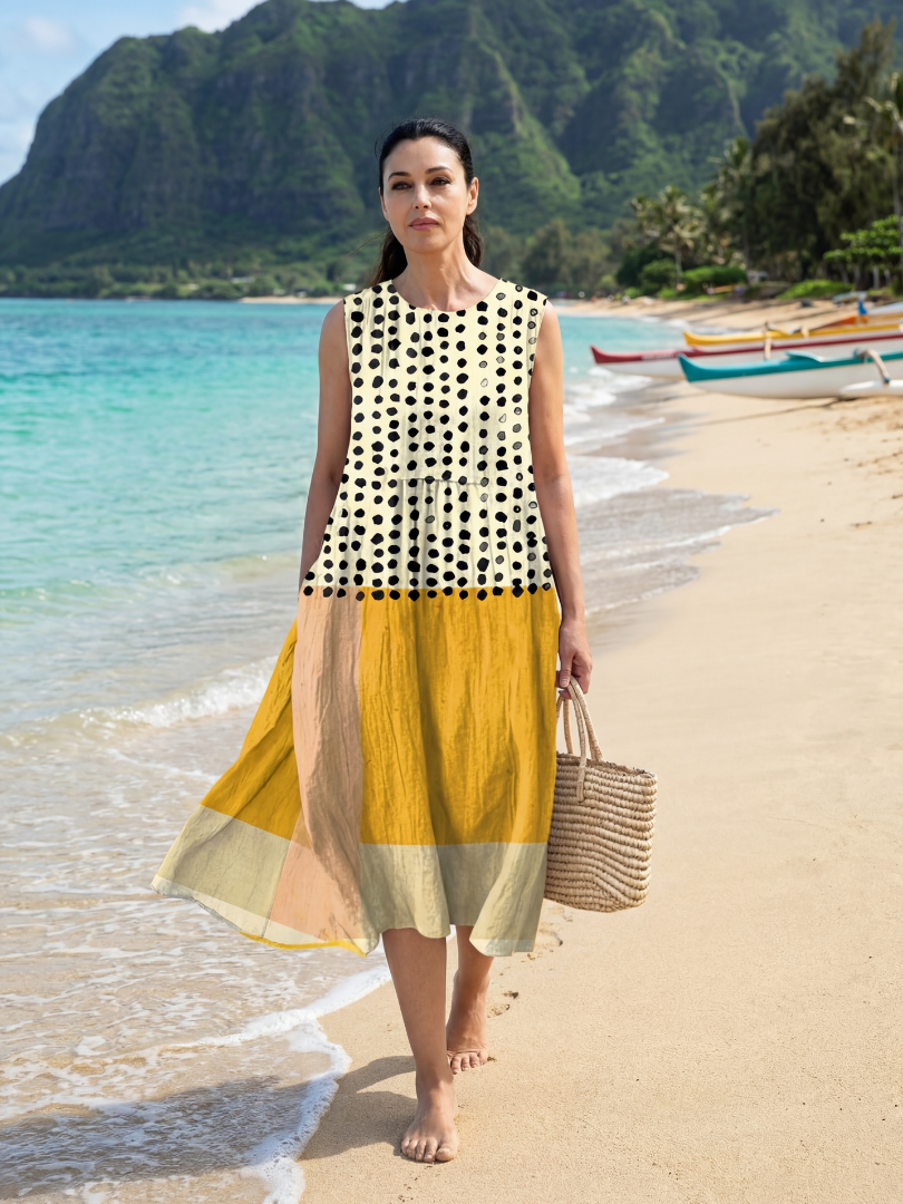 Lightweight Polka Dot Midi Dress