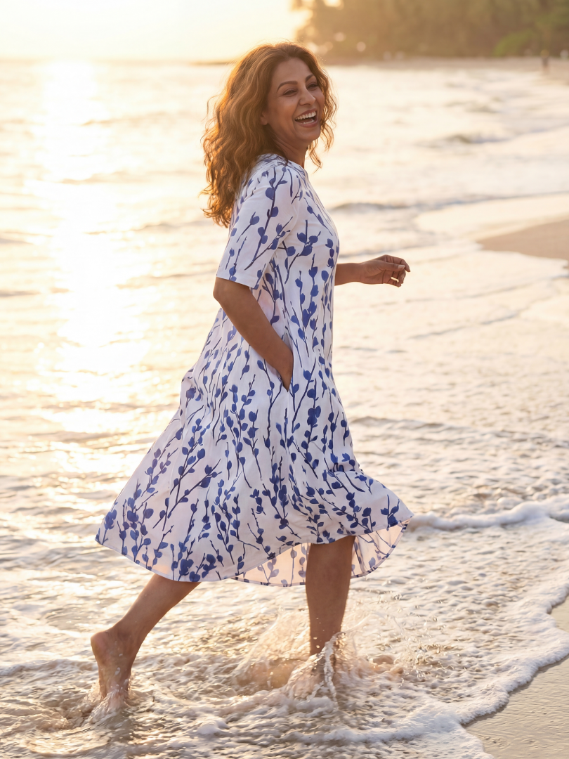 Casual Floral Midi Dress - Miles