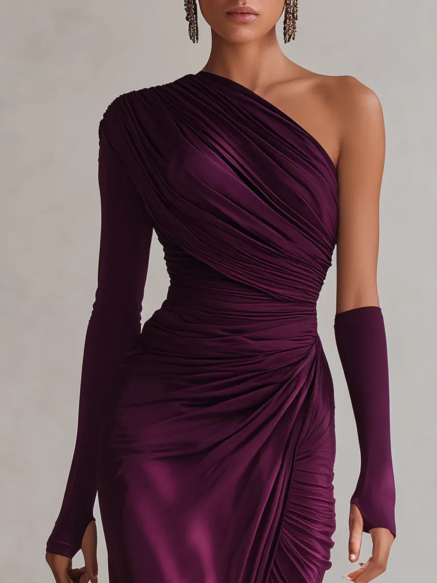 Draped One Shoulder Maxi Dress
