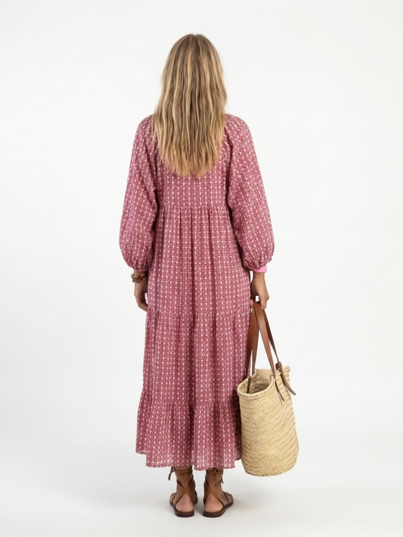 Long Sleeve Midi Dress with Geometric Print