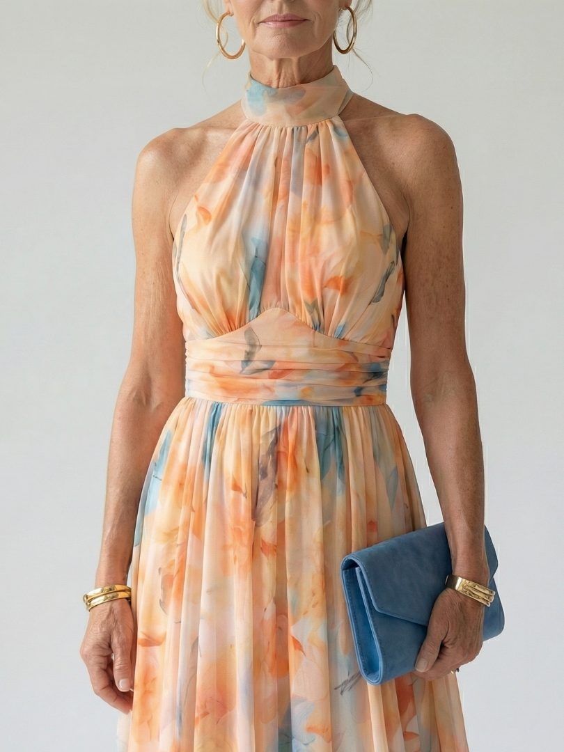 Soft Halter Neck Midi Dress