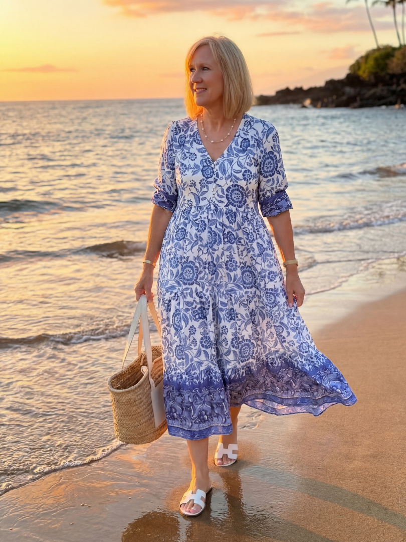 Soft Floral Midi Dress