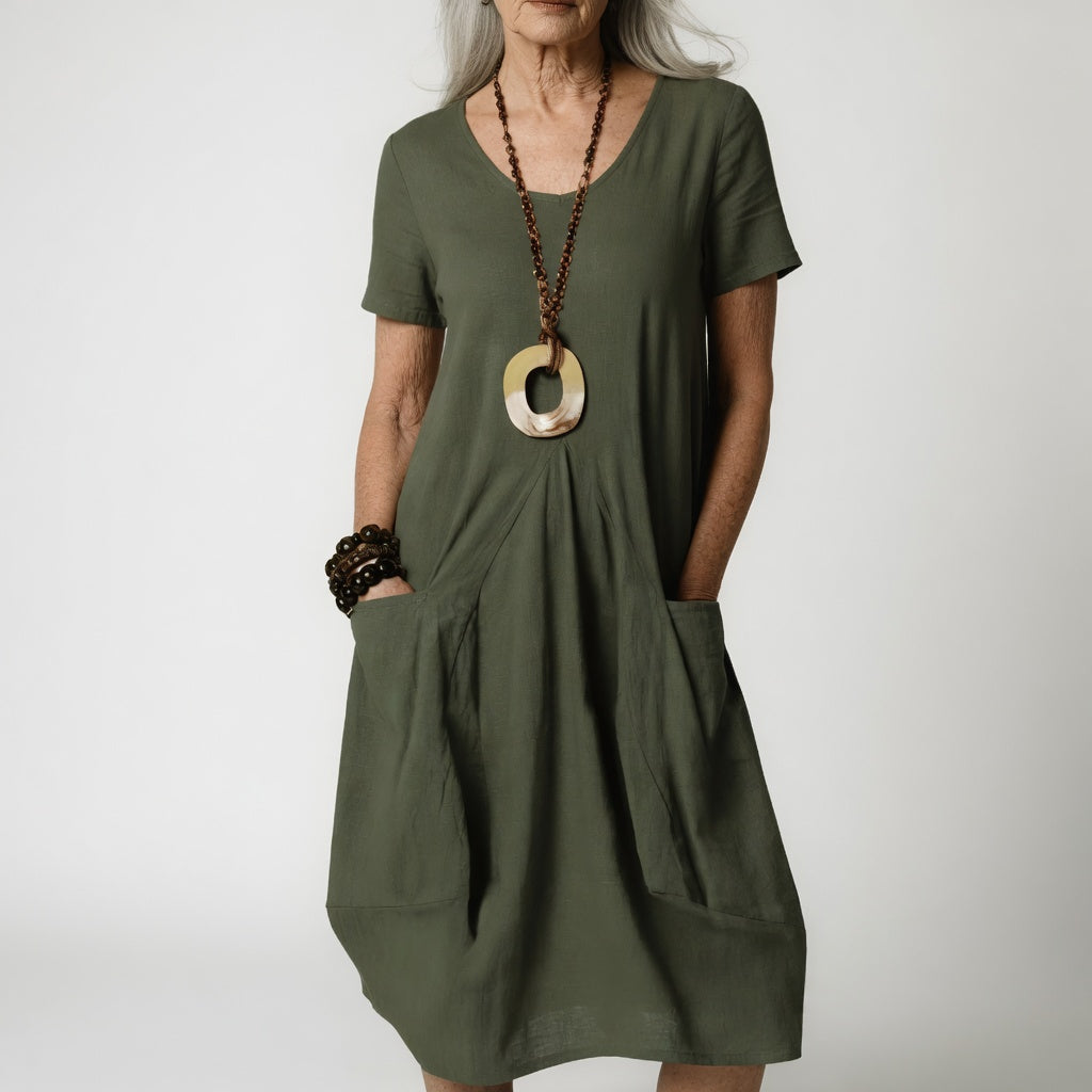 Flowy Dress Flattering Tummy Elegance