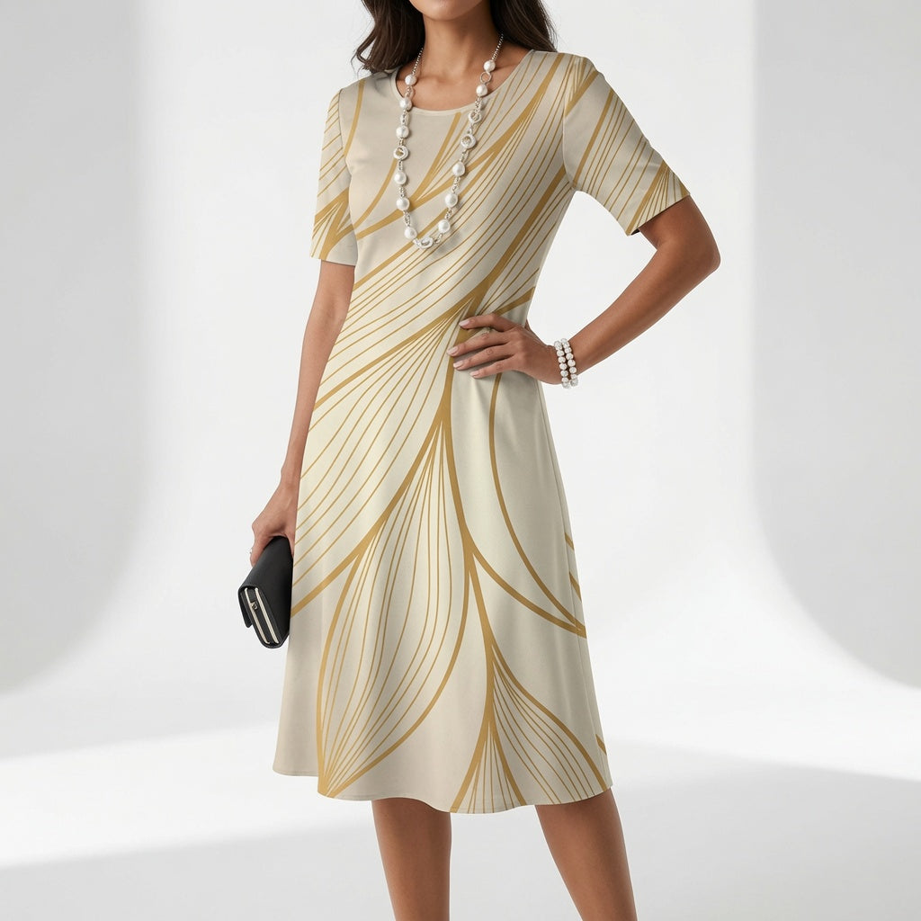 Printed Flowy Dress Artistic Elegance