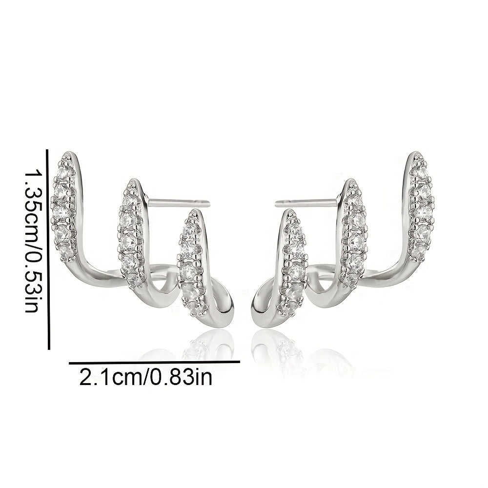 Elegant Three Prong Rhinestone Earrings