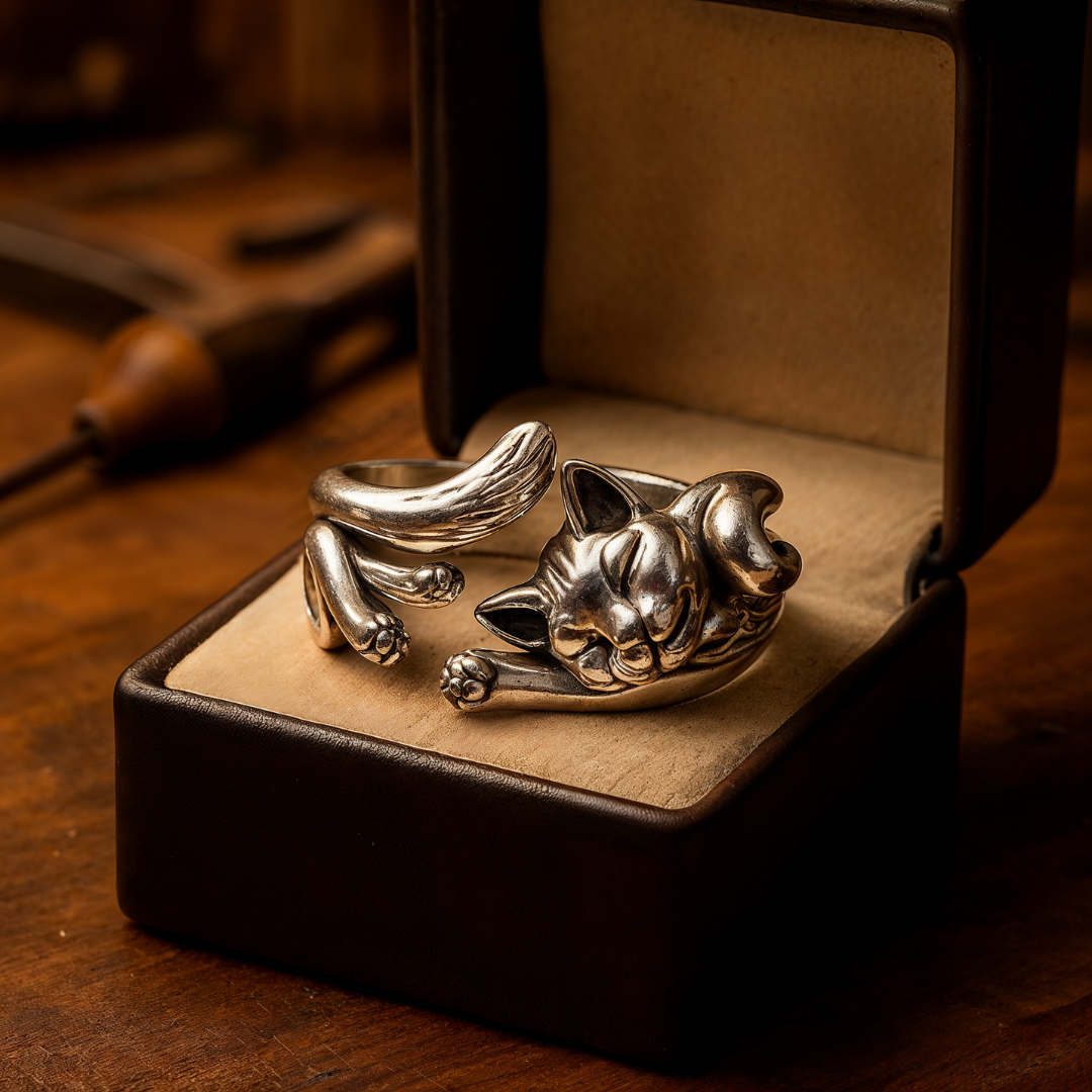 Vintage Ring with Cat Motif
