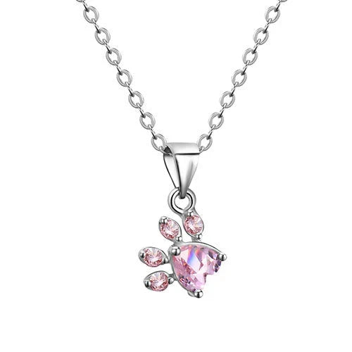 Four Piece Jewelry Set with Zirconia Paw and Heart
