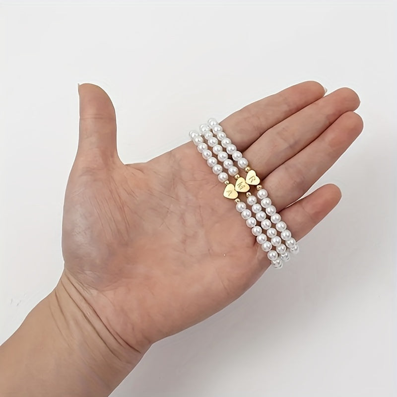 Chic Bracelet with Heart Initial A to Z