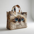 Artisan Tote Bag White Cat with Blue Eyes