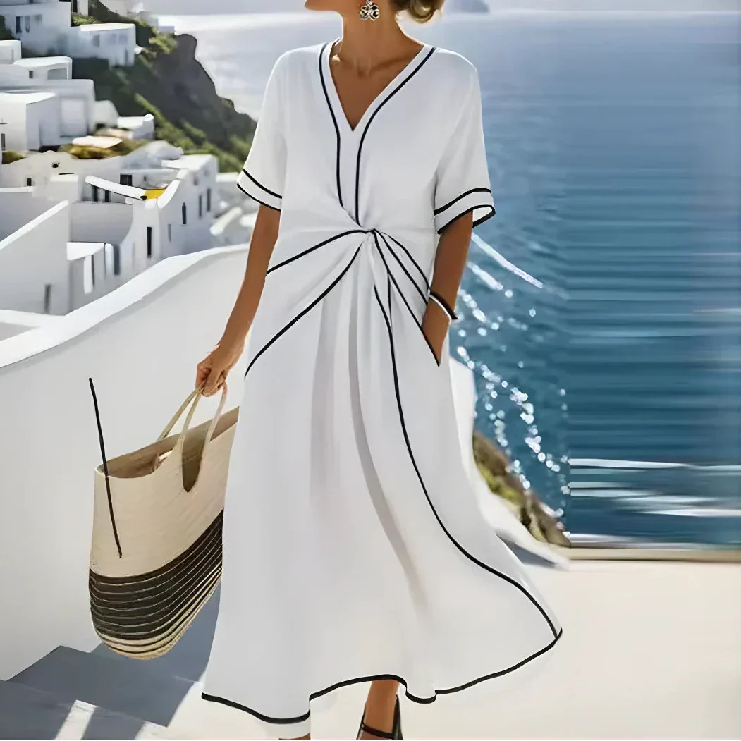 Elegant Dress with Flattering Waist and Festive Chic