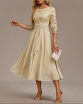 Champagne Dress with Delicate Embroidery
