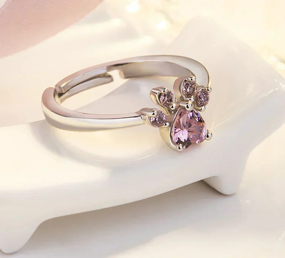 Four Piece Jewelry Set with Zirconia Paw and Heart