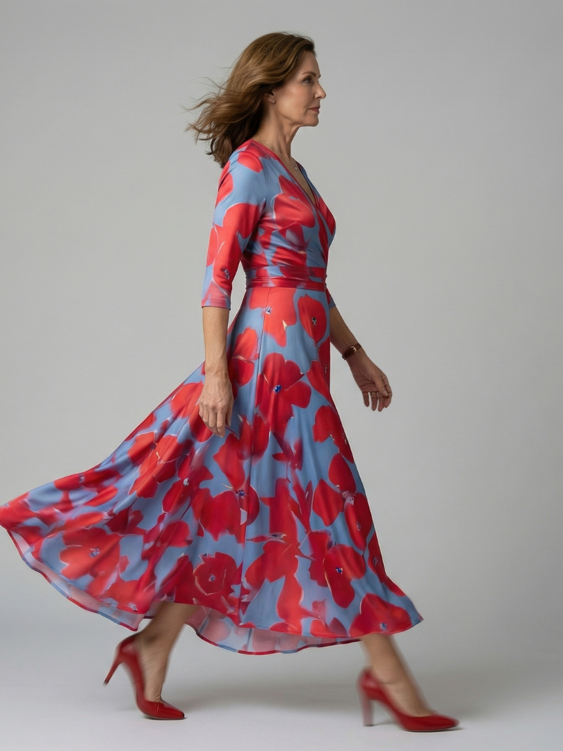 Collared Wrap Midi Dress