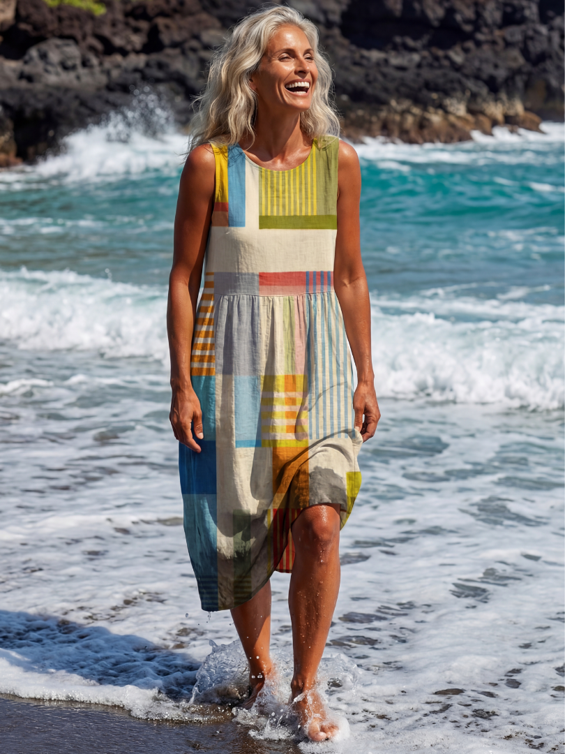 Colorful Casual Midi Dress