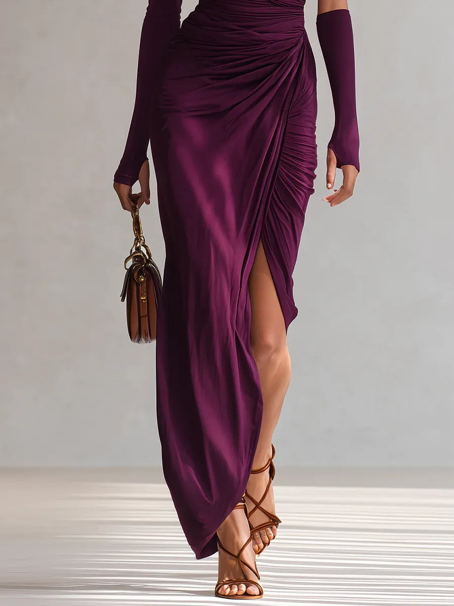 Draped One Shoulder Maxi Dress