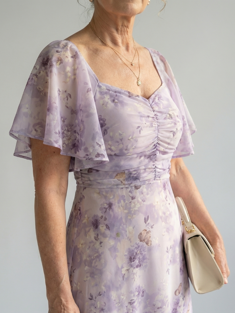 Midi Dress with Flutter Sleeves