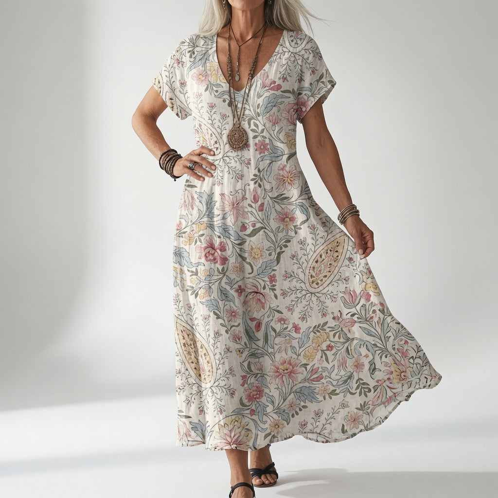 Floral Flowy Dress Summer Charm - Multicolor