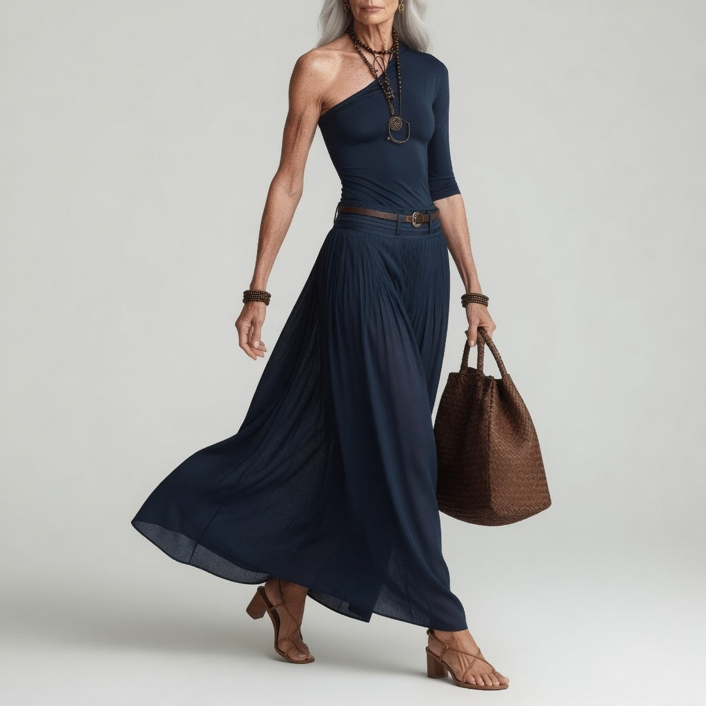 Chic One Shoulder Asymmetric Maxi Dress