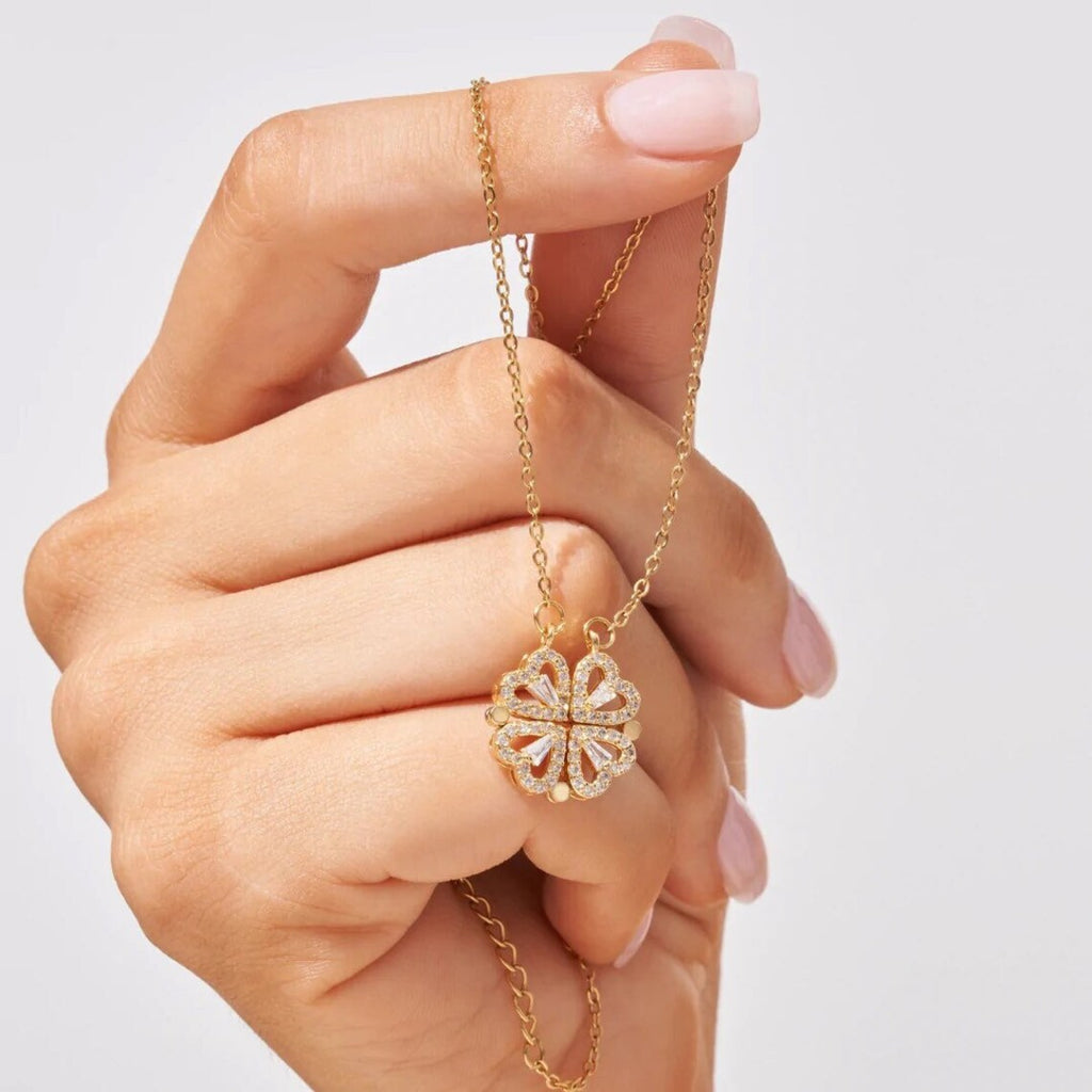Clover Pendant Crystal Necklace with Gift Box