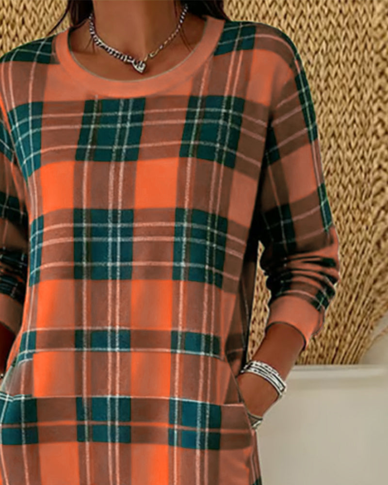 Warm Checked Shift Dress for Cool Days