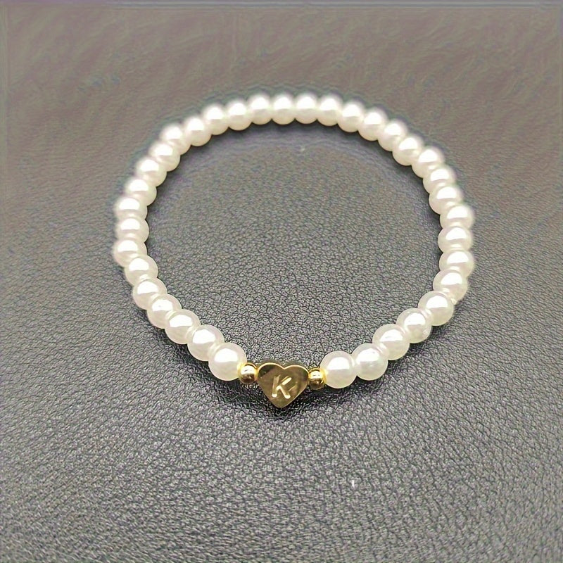 Chic Bracelet with Heart Initial A to Z