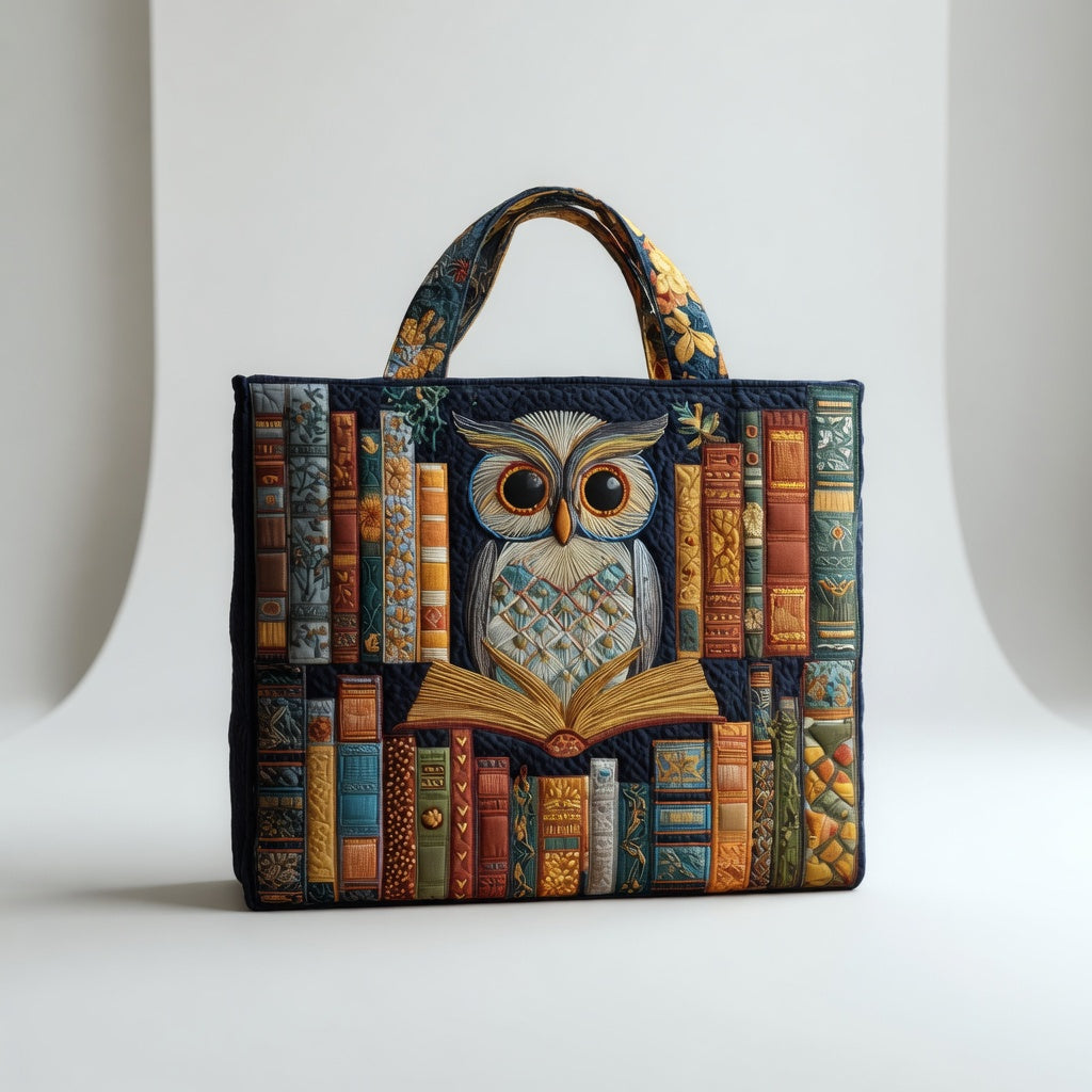 Artisan Tote Bag Owl and Vintage Books