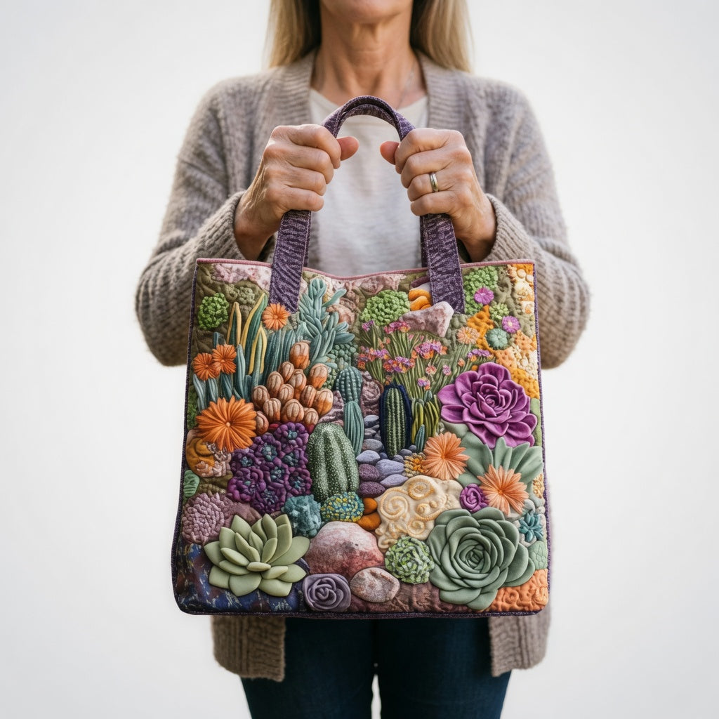 Artisan Tote Bag Succulent Garden
