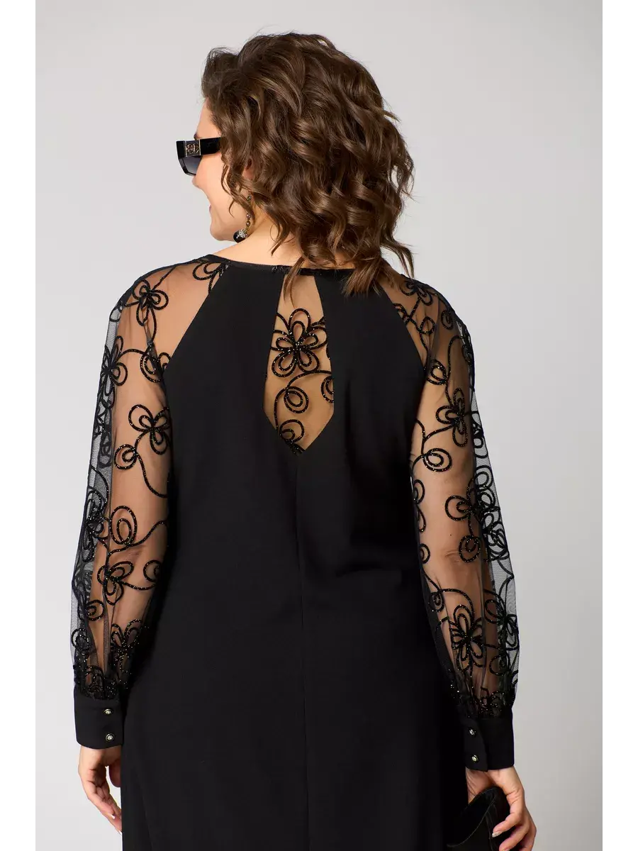 Elegant Dress with Lace Sleeves - Lidia