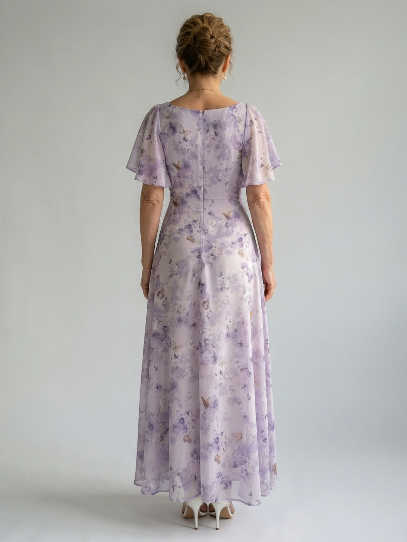 Midi Dress with Flutter Sleeves