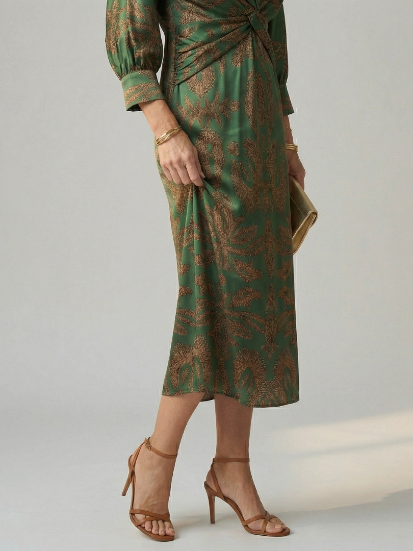 Natural Wrap Midi Dress