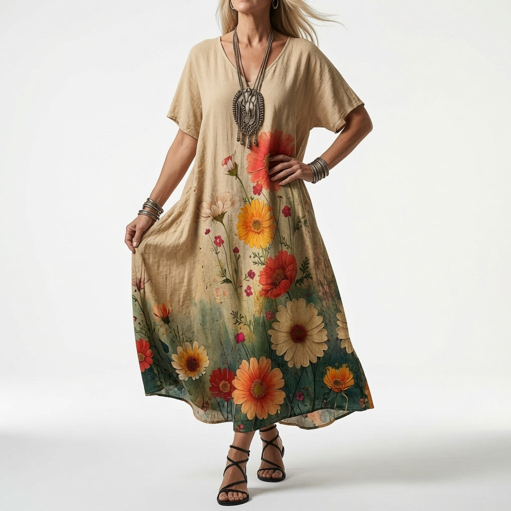 Floral Flowy Dress Summer Charm - Multicolor