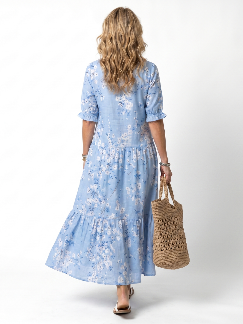 Tie Front Midi Dress with Floral Print