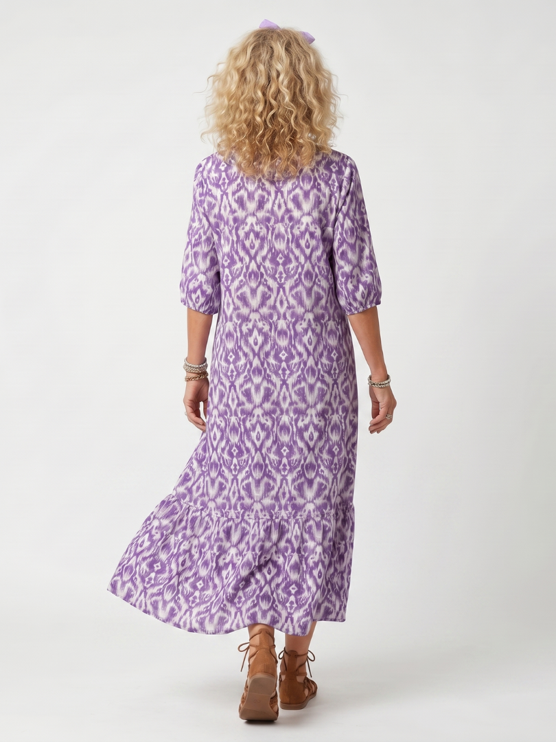 Printed Tie Front Midi Dress