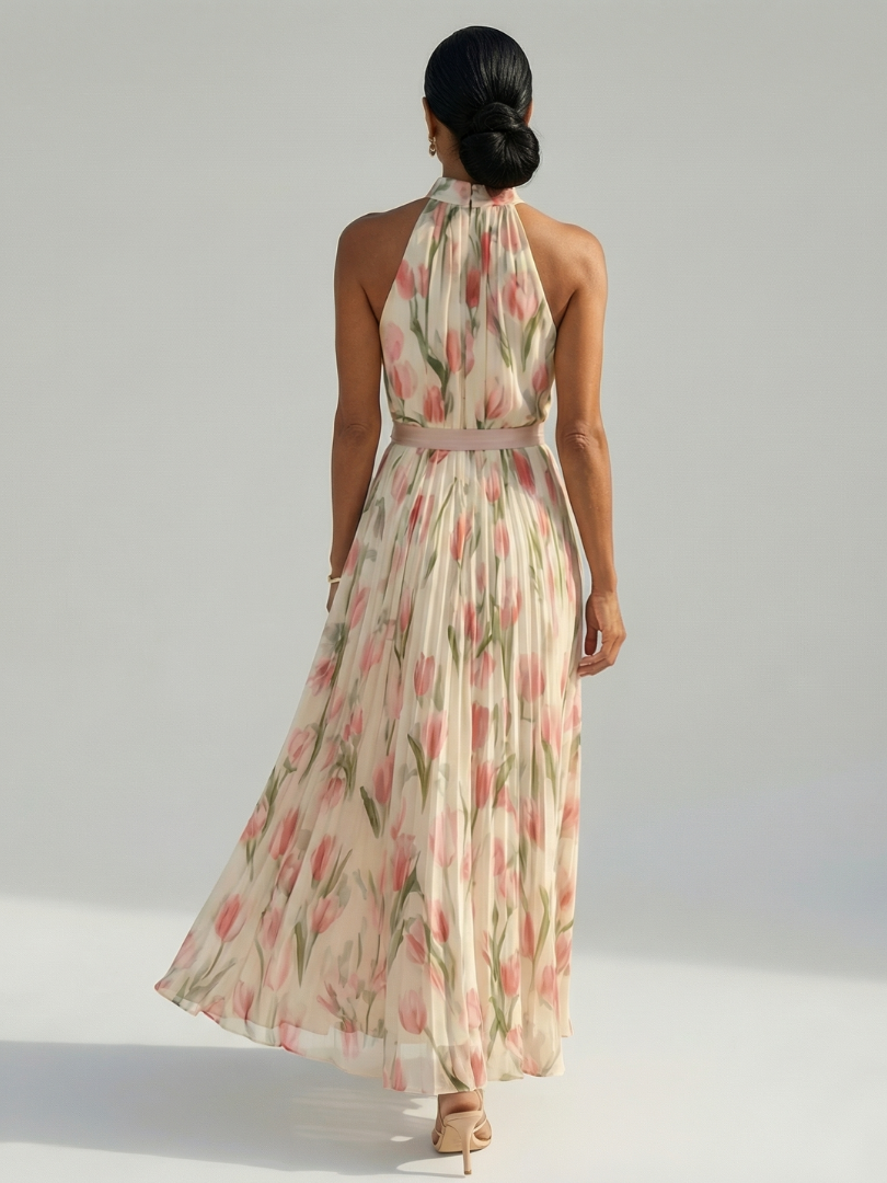 Floral Halter Neck Midi Dress