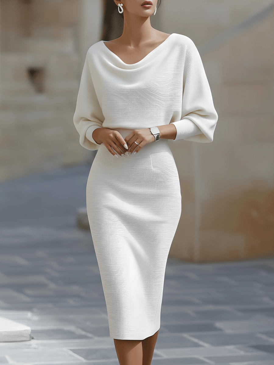 Elegant Timeless Draped Midi Dress