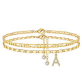 Gold Rhinestone Initial Anklet Personalized Elegance