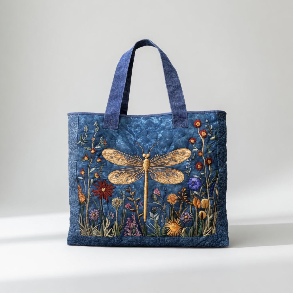 Artisan Tote Bag Golden Dragonfly