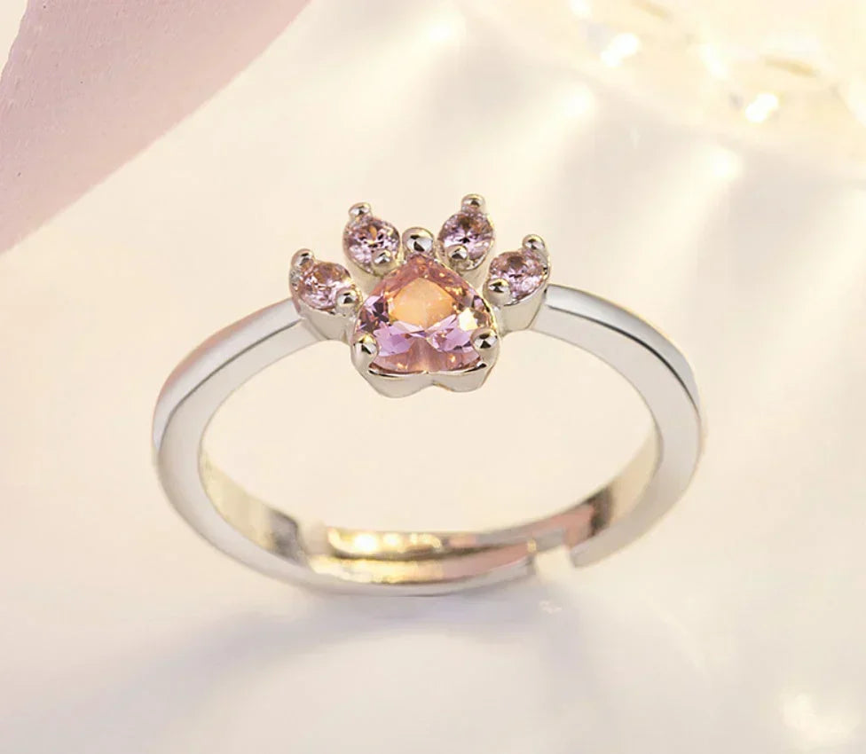 Four Piece Jewelry Set with Zirconia Paw and Heart