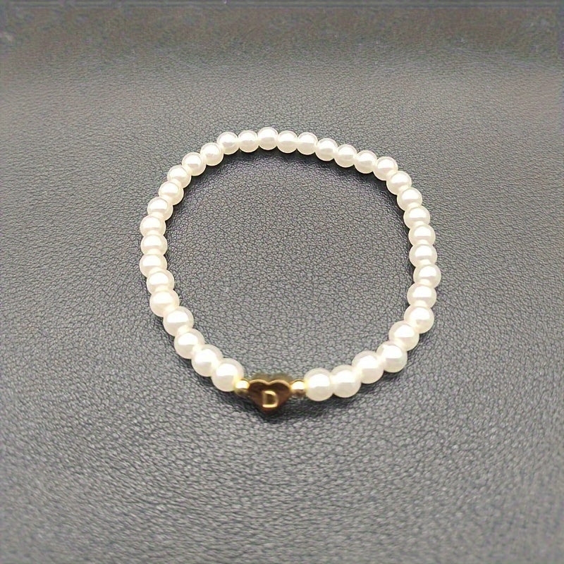 Chic Bracelet with Heart Initial A to Z