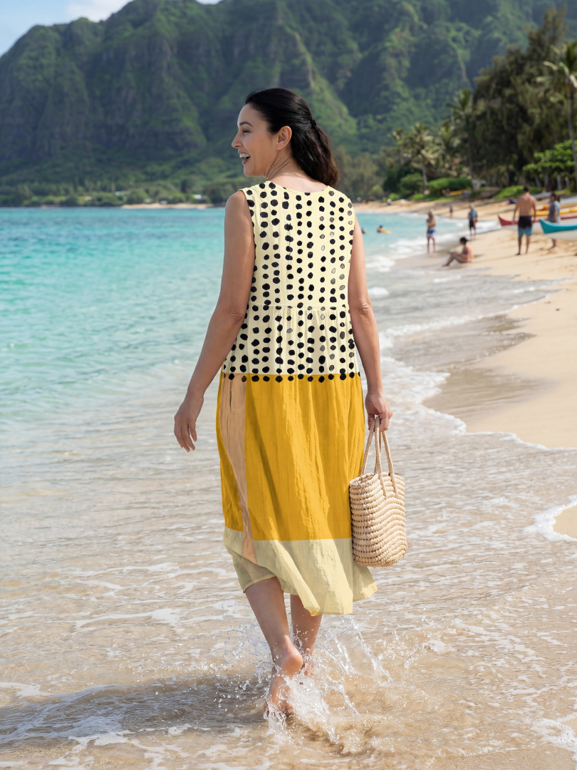 Lightweight Polka Dot Midi Dress