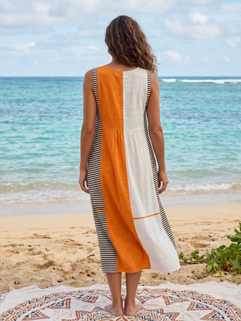 Casual Striped Midi Dress