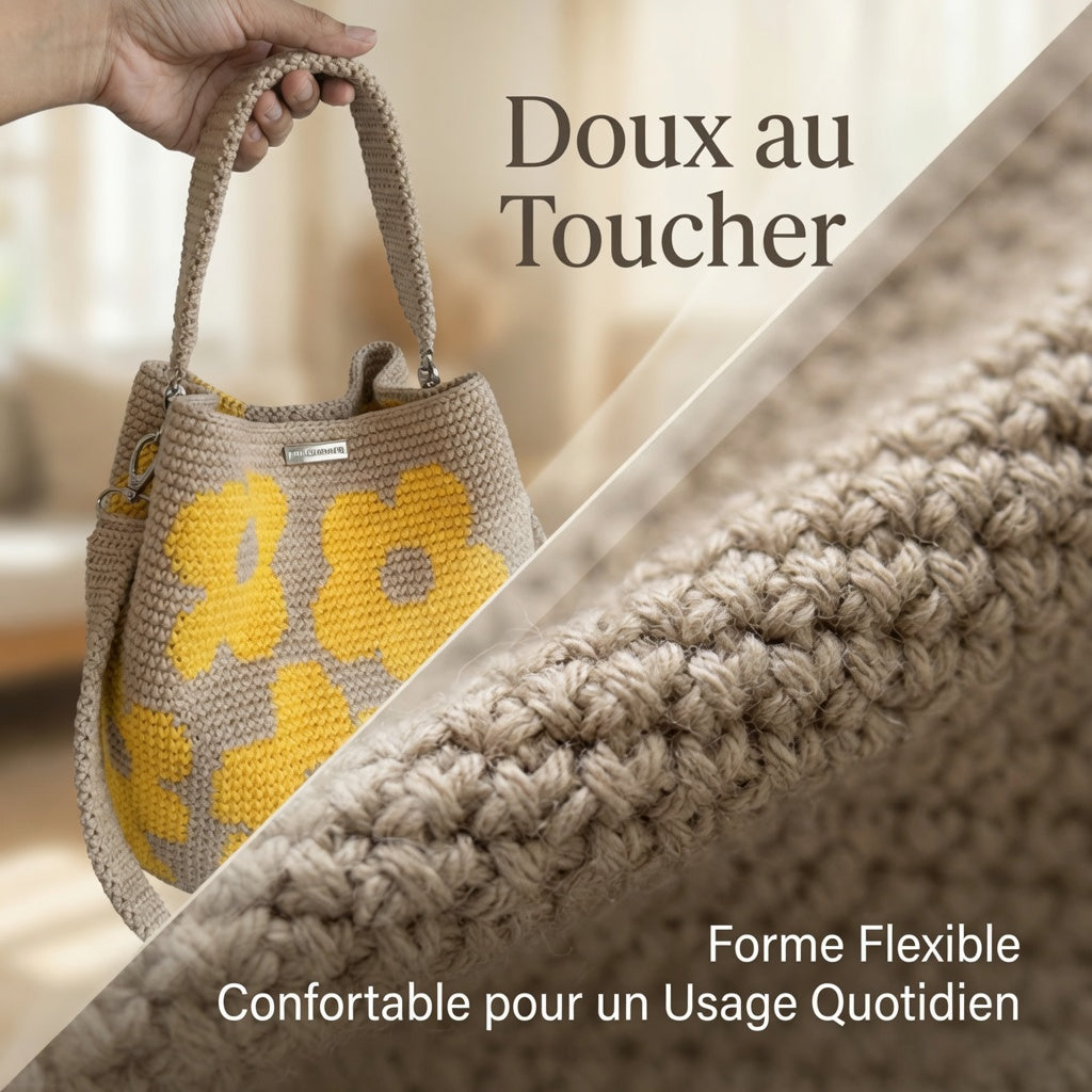 Bohemian Crochet Bag with Handmade Pompom Natural Charm